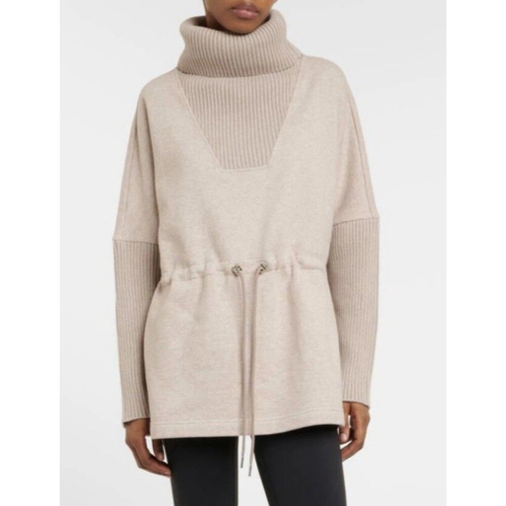 Varley Taupe Marl Cavello Longline Sweat Pullover Turtleneck Sweater Size M